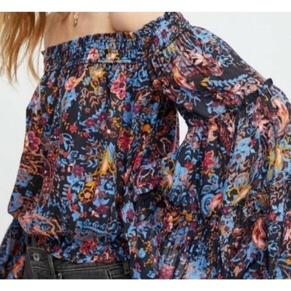 Free People Size XS Free Spirit Off The Shoulder Floral Print Top Multicolor - Picture 1 of 6